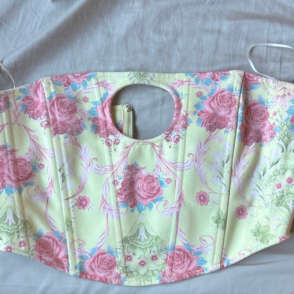 With Jean Floral Crop Top - Pink and Green